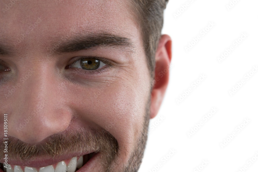 Obraz premium Man smiling against white background