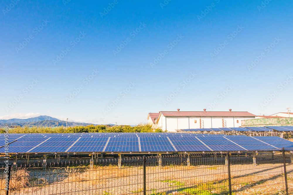Solar power panels ,Photovoltaic modules for innovation green energy for life with blue sky background. Solar power panels ,Photovoltaic modules for innovation green energy for life with blue sky background.