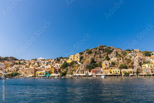 view of Simi Island, one of the smaller holiday islands in the Dodecanese group near the Turkish coast north of Rhodes, Greece © dadamira
