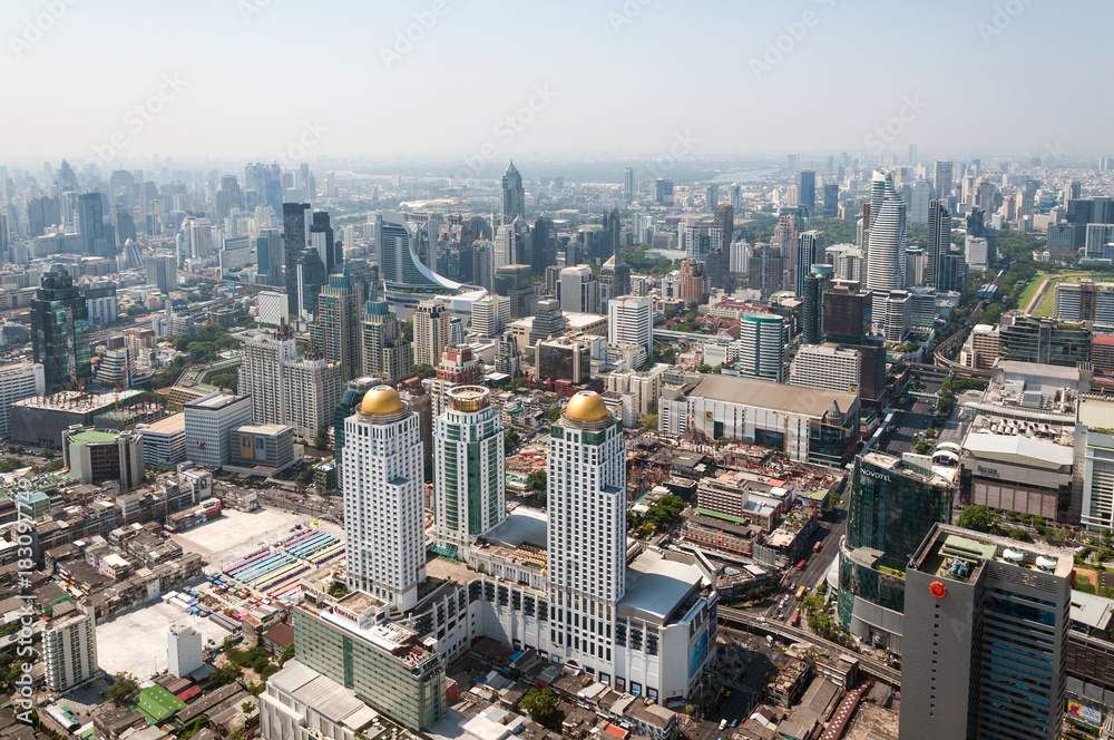 Panoramic aerial view of the Bangkok in a beautiful spring morning. Bangkok,Thailand.