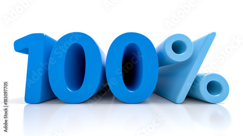 фотографія 100 percent blue symbol isolated on white background.