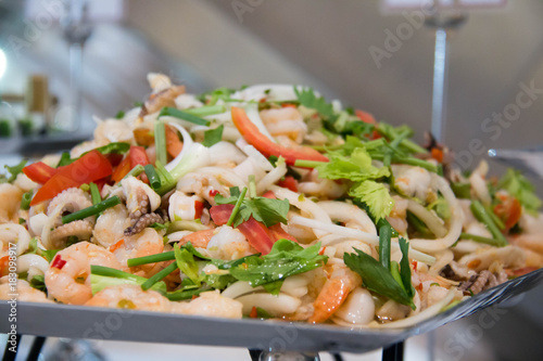 Thai hot and spicy seafood salad