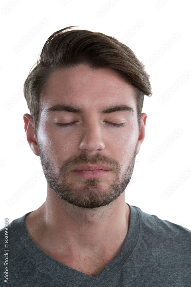 Fototapeta premium Man standing with eyes closed