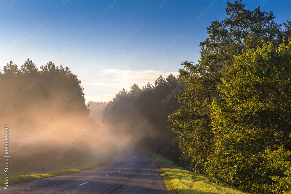 Road through fog