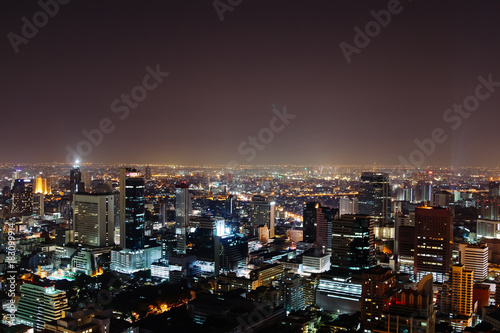 megapolis at night with light of city with bokeh. soft color/ Bangkok, asia, Background, copy space. summer