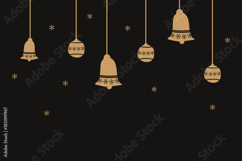 handgezeichnete Glocken und Christbaumkugeln - gold - Weihnachten