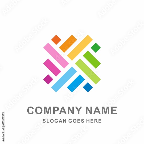 Geometric Colorful Square Pixel Motif Pattern Decoration Interior Wallpaper Business Company Stock Vector Logo Design Template
