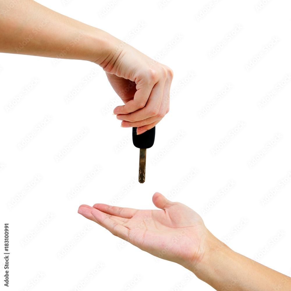 Car key exchange isolated on white background Car key exchange isolated on white background