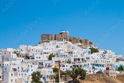 Panoramic view of the Querini Venetian castle and village (chora) of Astypalaia, an Aegean island of Greece. © Haris Andronos