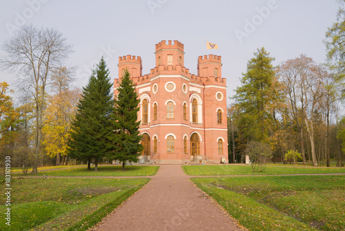 View of the Arsenal Pavilion in the Alexander Park of Tsarskoe Selo on October Day photo