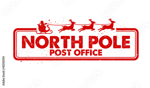 North Pole Post Office rubber stamp vector