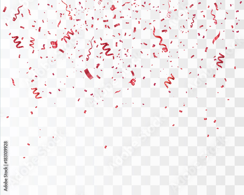Red confetti isolated. Festive vector background