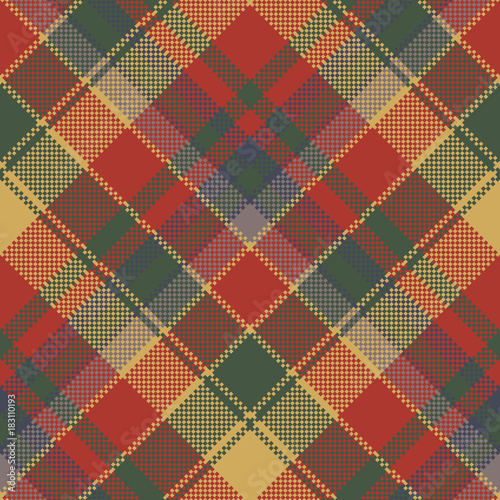 Red green check plaid texture textile seamless pattern