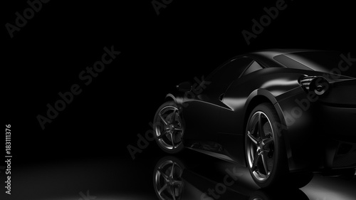Dark car silhouette 3D illustration