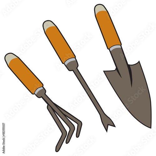 Set of 3 hand tools for use in cultivating a garden