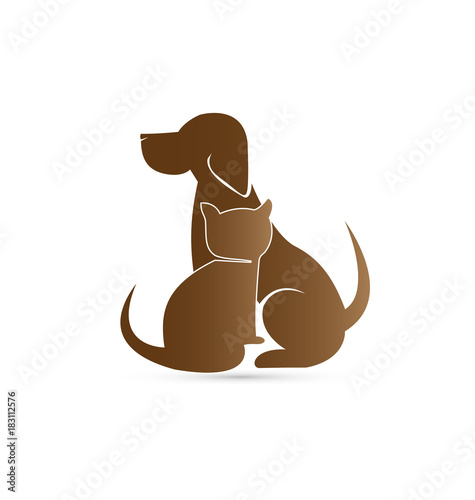 Brown cat and dog pet clinic icon