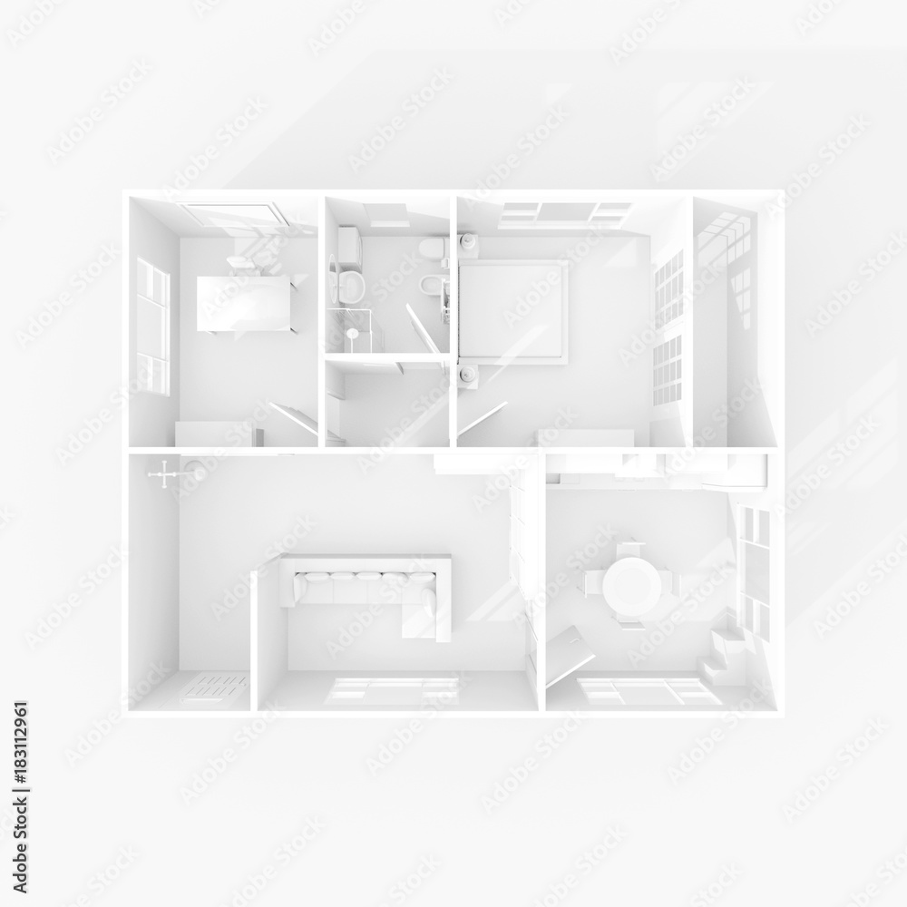 3d rendering of furnished home apartment 2568