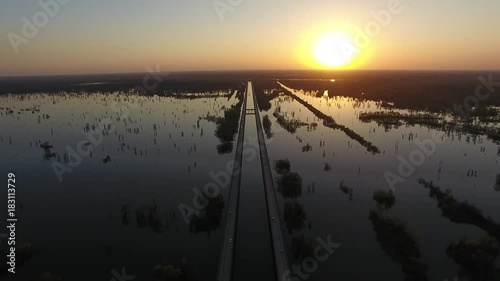 Atchafalaya, Louisiana Sunset, aerial video