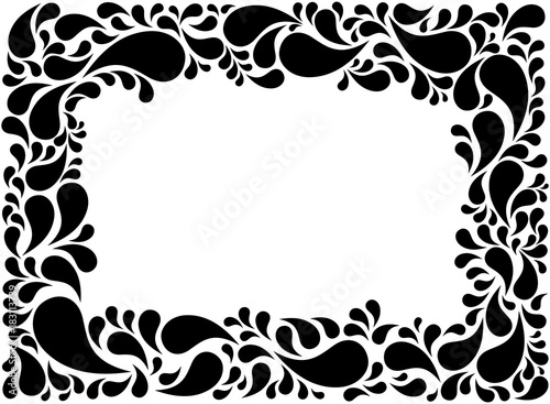 Simple black paisley border design, vector illustration.