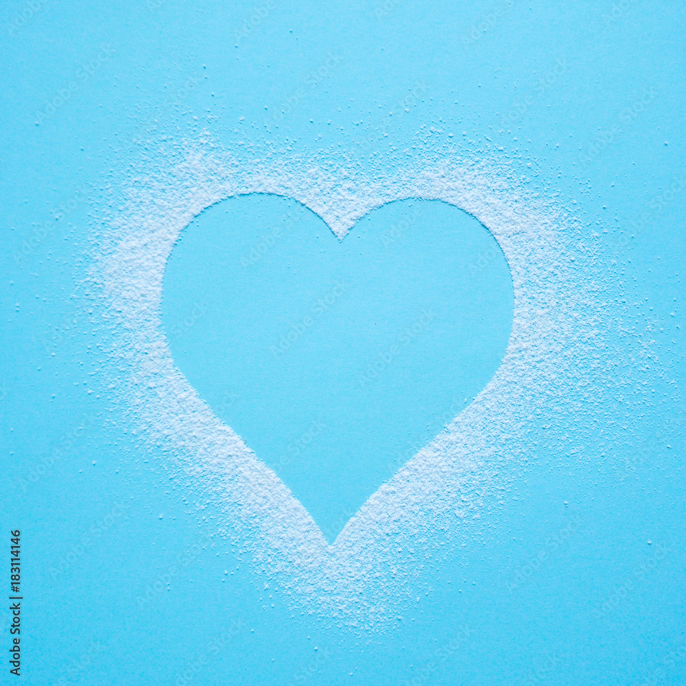 Blue background with hearts.

