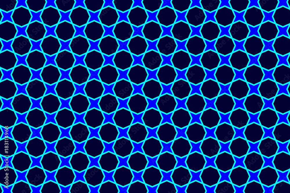 Four pointed star - black and blue - vector pattern Four pointed star - black and blue - vector pattern