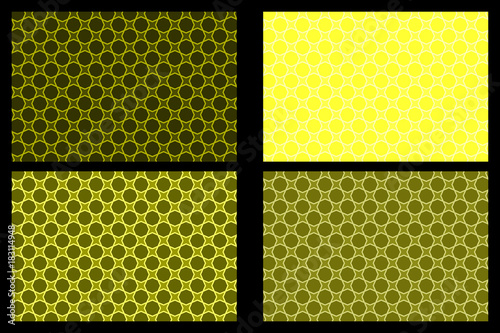 Four pointed star - black and yellow - vector pattern - set
