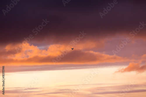 Flying drone over sea and cloud sky © romantsubin