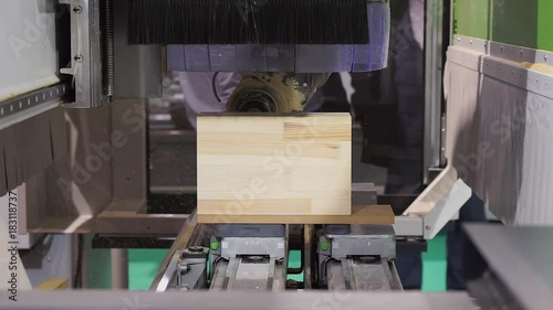 Cnc woodworking machine with block of wood