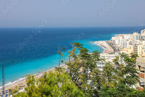 coastal landscape on the way to the Acropolis of Rhodes, Greece