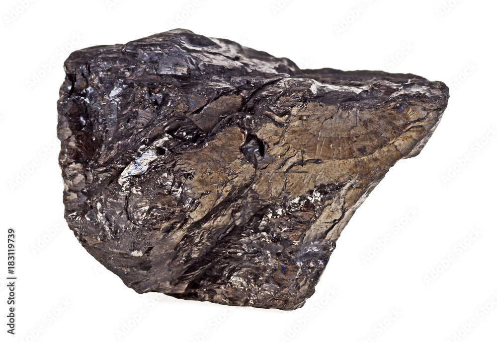 Coal isolated on a white background, close-up. Anthracite coal.