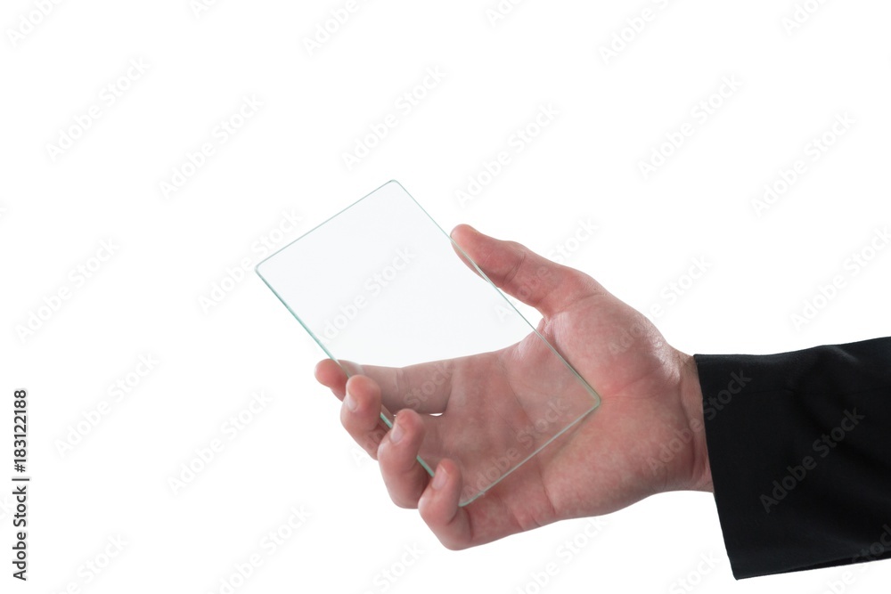 Cropped hand of businessman using interface Cropped hand of businessman using interface