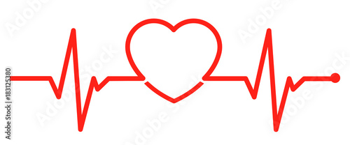 One line red pulse - stock vector