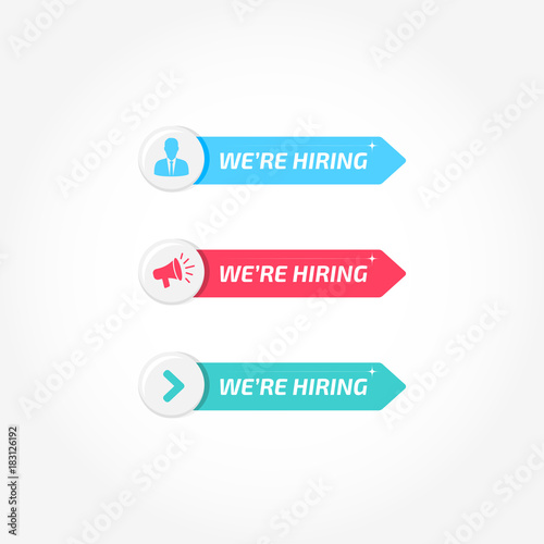 We're Hiring Banners Buttons Icons Set