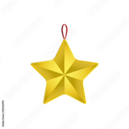 Golden Christmas star isolated on a white background. Vector illustration