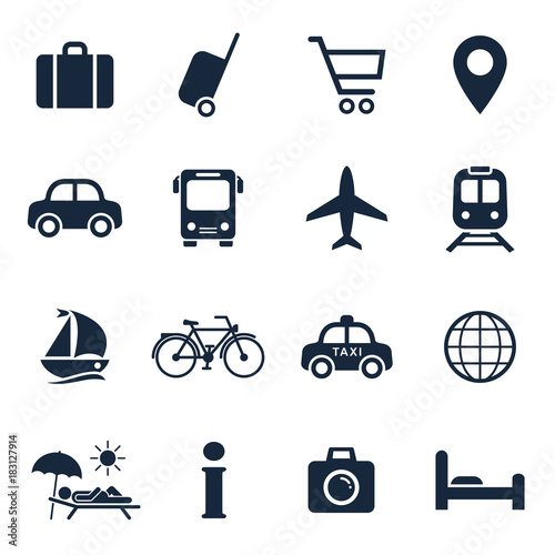 Travel and tourism icon set. Vector isolaed vavation travel symbol collection