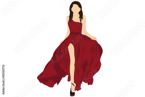 Red Dressed Woman Vector