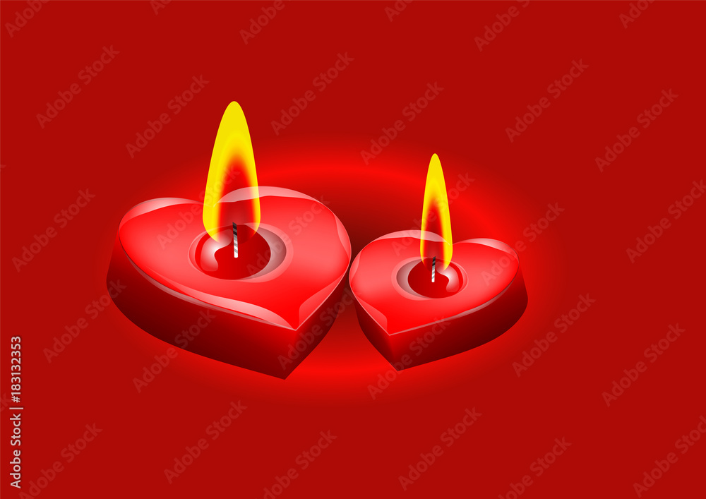 two candle in the form of heart two candle in the form of heart