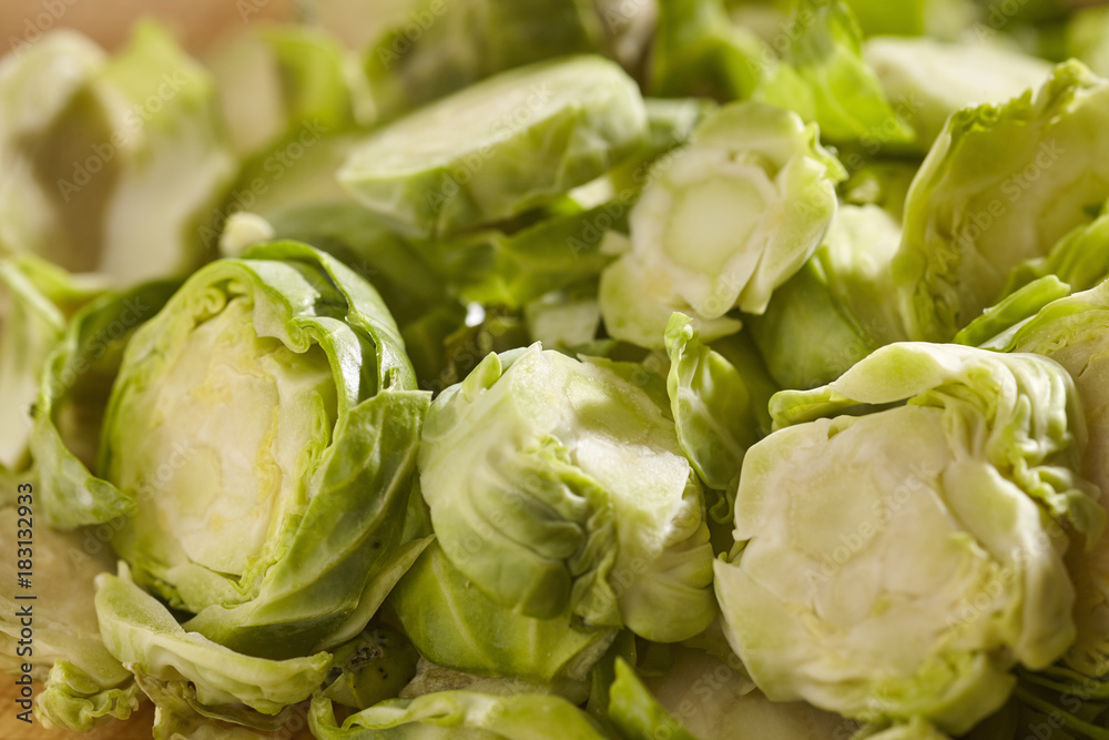 Raw, sliced Brussels Sprouts Raw, sliced Brussels Sprouts