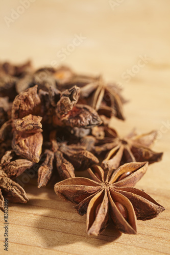 whole star anise, a typical spice in many South Asian cuisines and dishes