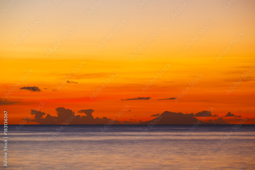 Fototapeta premium Nevis With Colorful Sunset