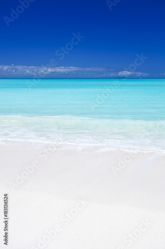 Fototapeta Naklejka Na Ścianę i Meble -  Clean White Caribbean Beach With Blue Sky, Antigua