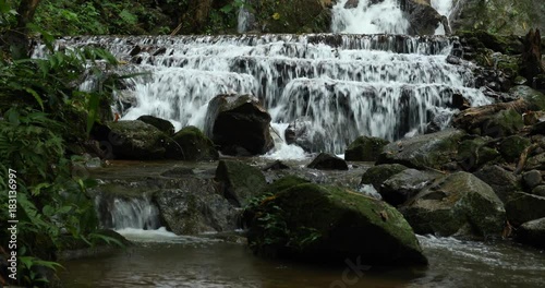 Waterfall in Ban Mae Kampong, place of travel in Chiangmai, Thailand