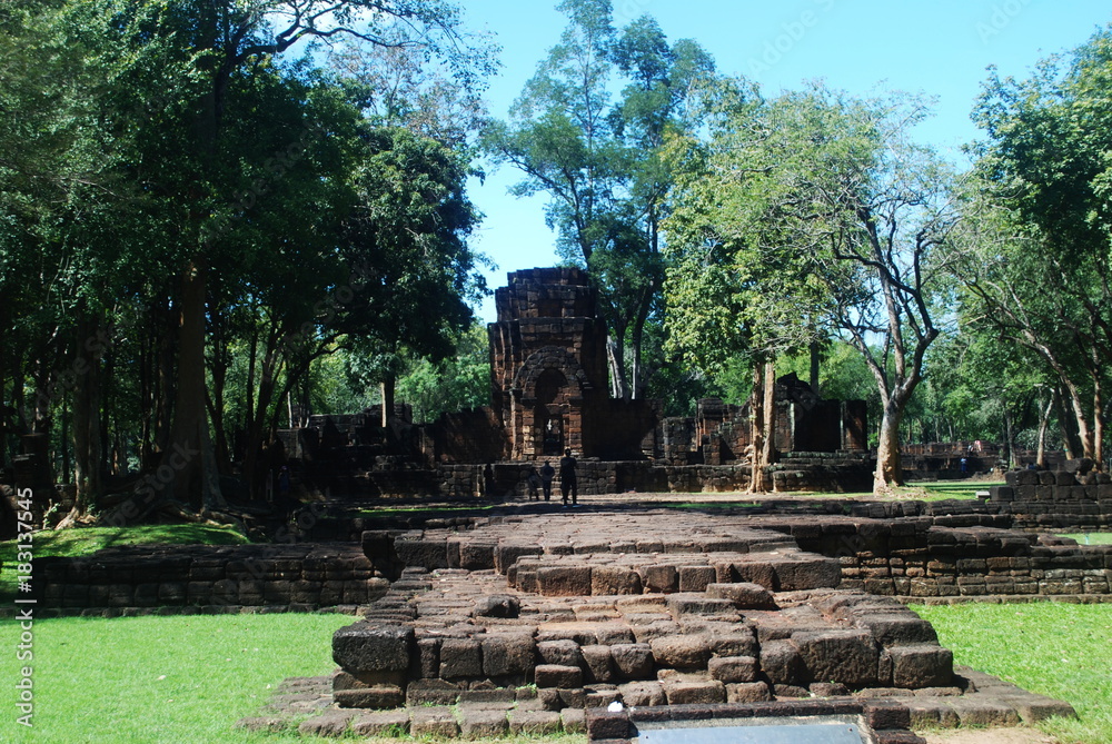 Ancient brick in Muang Sing historical park, Kanchanaburi Thailand