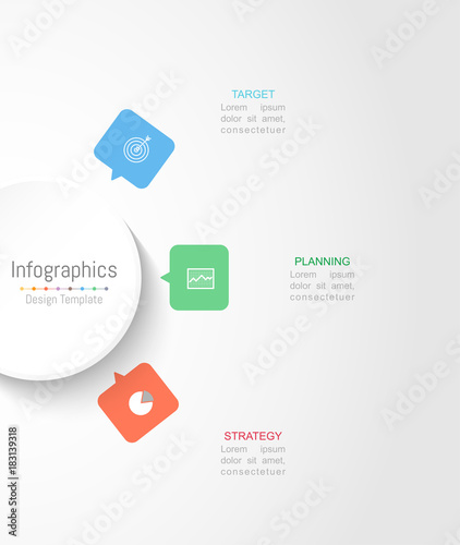 Infographic design elements for your business data with 3 options, parts, steps, timelines or processes. Circle round concept, Vector Illustration. © Thanaporn