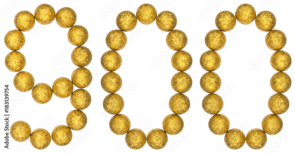 Numeral 900, nine hundred, from decorative balls, isolated on white background Numeral 900, nine hundred, from decorative balls, isolated on white background