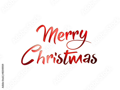 Red glitter isolated hand writing word MERRY CHRISTMAS