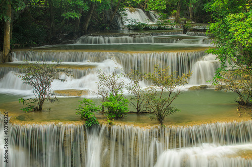 Huai-mae-kha-min waterfall  Beautiful waterwall in nationalpark of Kanchanaburi province  ThaiLand.