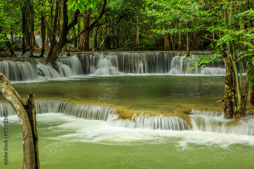 Huai-mae-kha-min waterfall  Beautiful waterwall in nationalpark of Kanchanaburi province  ThaiLand.