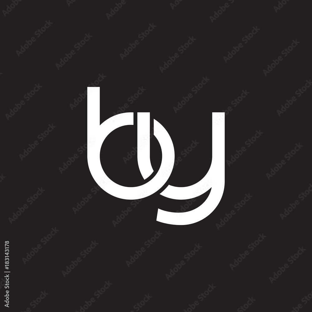 Initial lowercase letter by, overlapping circle interlock logo, white color on black background Initial lowercase letter by, overlapping circle interlock logo, white color on black background