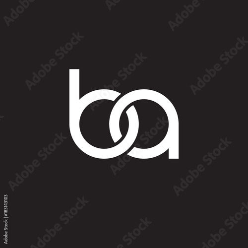 Initial lowercase letter ba, overlapping circle interlock logo, white color on black background